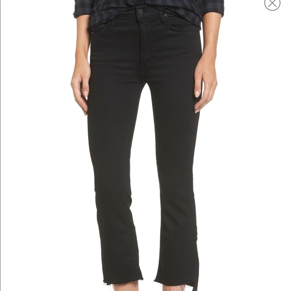 MOTHER Denim Black Crop Insider Jeans 30